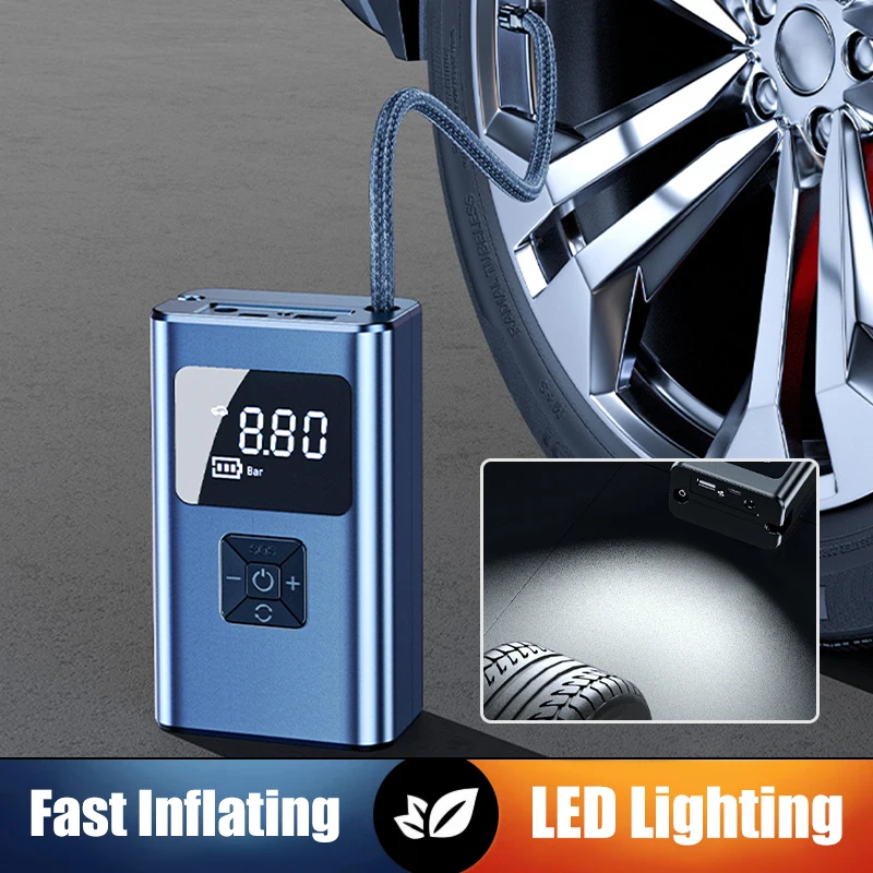 

Wireless Car Tire Inflator Air Compressor Pump 12V Portable Cordless Inflator with LED USB Output For Bicycles Motorcycles Balls