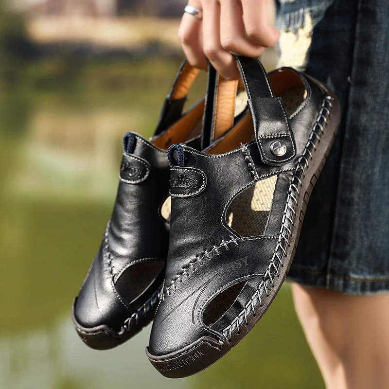 Men Leather Sandals Summer Male Shoes Beach Sandals Man Fashion Comfortable Outdoor Casual Sneakers Classic men shoes Size48