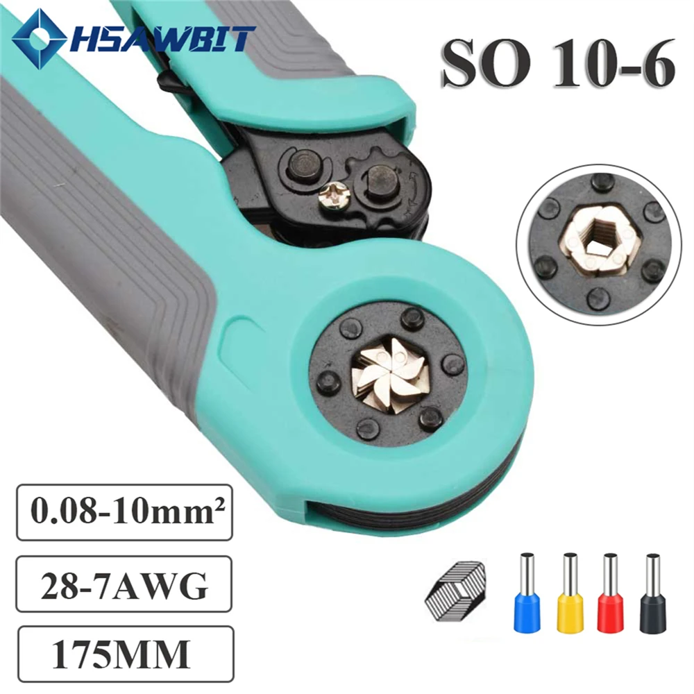 Crimping Pliers Tubular Terminal SO10-6 0.08-10mm&sup2; 28-7AWG Crimper Tools Wire Connector Ferrule Household Electrical Clamp Tool crimping tool crimping tools crimping tool set crimping pliers