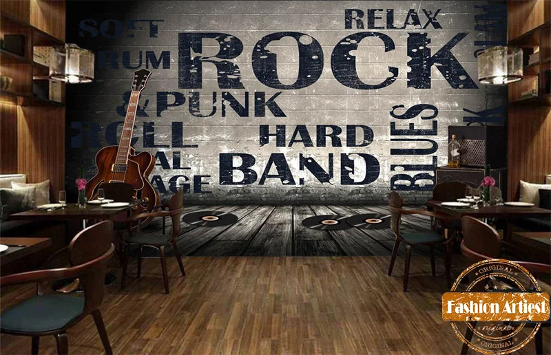 Custom Hi-fi Guitar Cd Wallpaper Mural 3d Music Wall Rock Roll Blues Band Jazz Tv Sofa Living Room Bedroom Cafe Bar Restaurant |