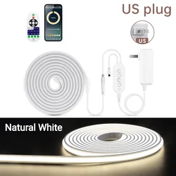 Ultra Bright LED Strip Light with Pure Silicone Tube and Bluetooth APP Control - 2M LED Set (Natural White - US)