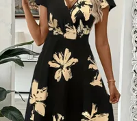 Plus Size 1XL-5XL Women's Fashion Elegant Plus Size Floral Maxi Dress Ladies Casual Short Sleeve Elegant Crew Neck Peplum Dress - Image 4