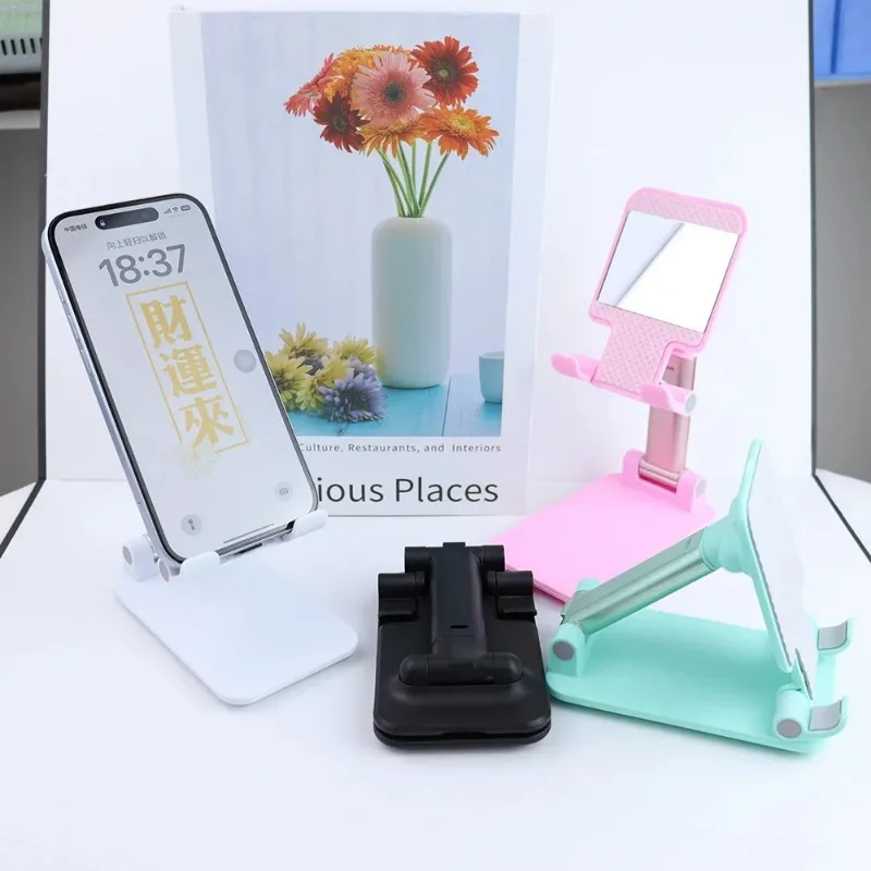 Foldable Desktop Phone Holder with Cosmetic Mirror Mobile Bracket Adjustable Retractable Phone Support Lazy Cellphone Stand 6 Scf27367e37f5454e924078987cca4b6fH