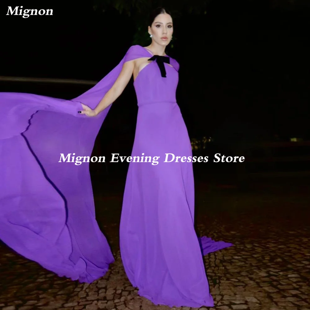

Mignon Chiffon A-line Backless Arab Ruffle Prom Gown Floor-length Saudi Elegant Formal Evening Party Dress for Women 2023