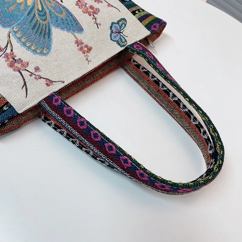 حقيبة بينتو ذات طراز عرقي للطلاب ، حقيبة يد من الق...