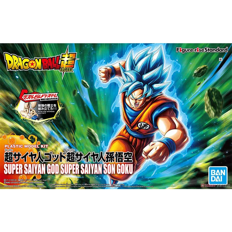 

Bandai Original Anime Figure Rise Dragon Ball Super God Blue Hair Son Goku Assembly Plastic Model Kit Action Figures Toys