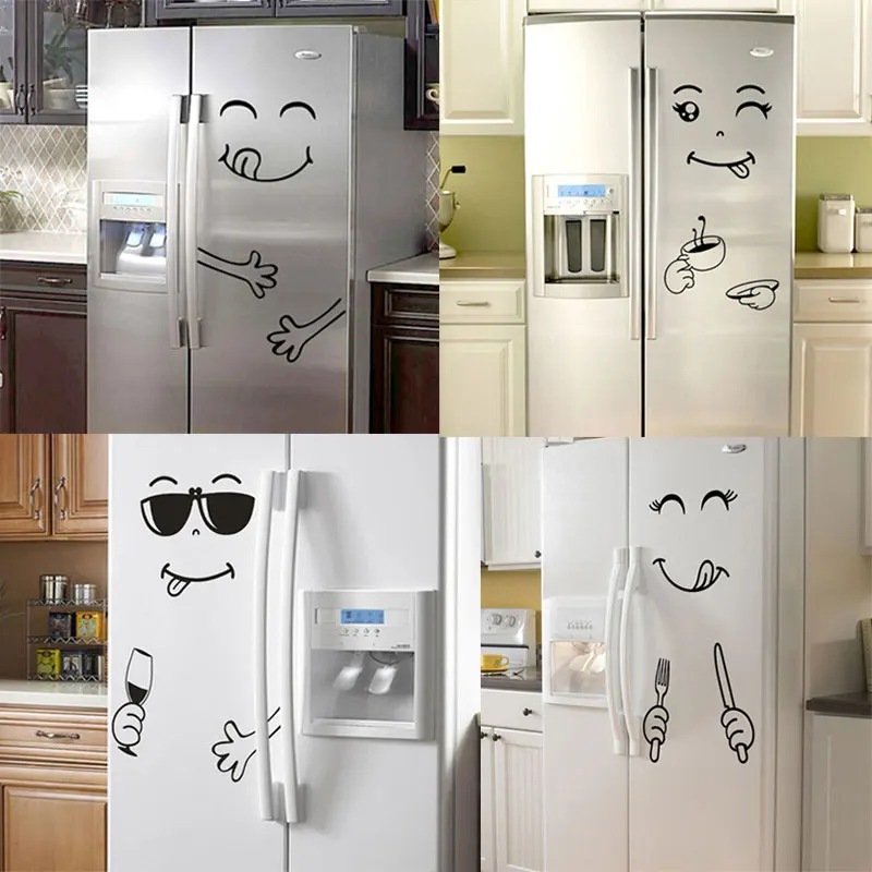 Cute Fridge Stickers Smile Delicious Face Kitchen Furniture Decal Wall Stickers 