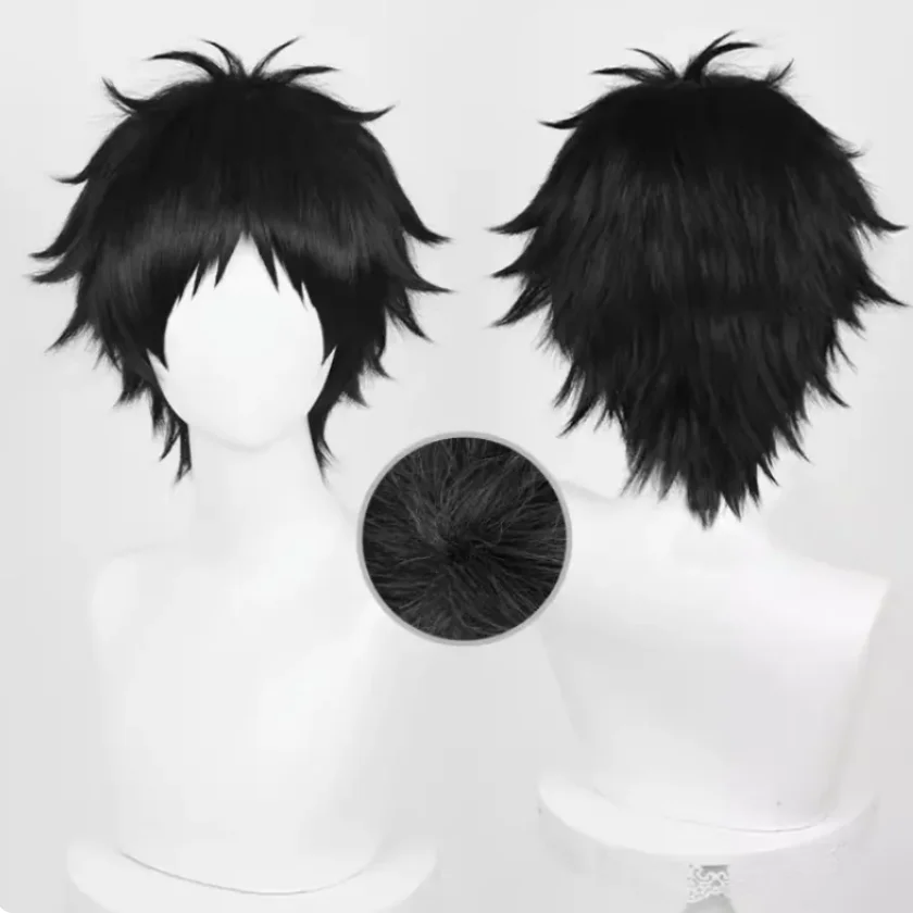

Anime Haikyuu!! Akaashi Keiji Cosplay Wig Black Short Hair Heat Resistant Synthetic Halloween Party Accessories Props