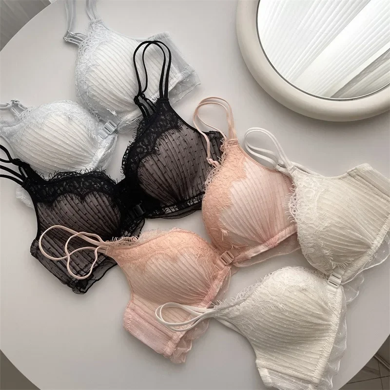 

New Creative Solid Color Comfortable Undergirl-free Underwear Women's Push-up Bra Folding Breast Ultra Thin Sexy Adjustable Bra