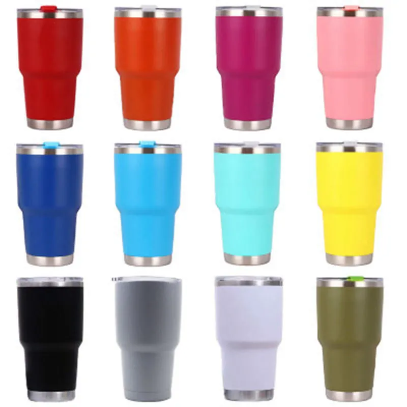 

304 Stainless Steel Coffee Mug 20 oz 30 Oz Spray Plastic Ice Bully Car Mug Outdoor Beer Beverage Insulated Cold Mug