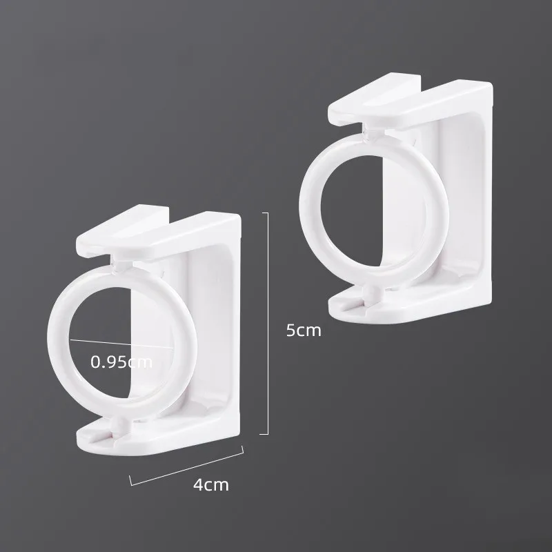 4/2Pcs Punch-free Curtain Rod Holder Clamp Hooks Self Adhesive Clothes Rail Bracket 360 Rotation Triangle Ring Adjustable Hooks