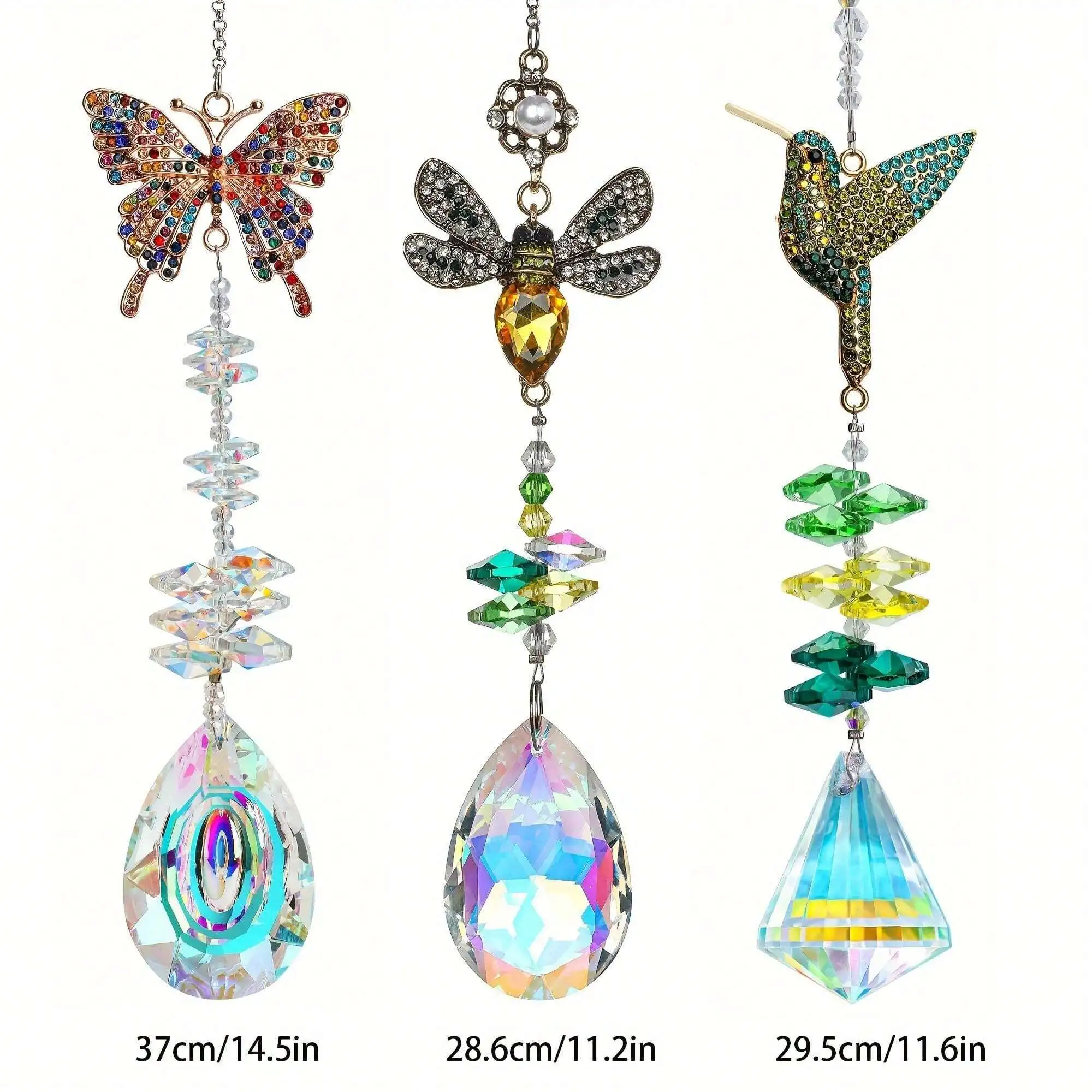 1pc Colored diamond Butterfly Bee hummingbird decoration prisms, Windows, walls, family wedding pendants