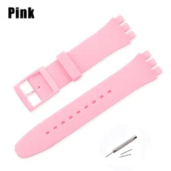 Universal Waterproof Sport Silicone Watch Strap - Soft Rubber Replacement Wristband - 20mm (Pink)