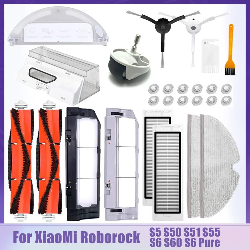 

For XiaoMi Roborock S5 S50 S51 S55 S6 S60 S6 Pure Robot Vacuum Cleaner Parts Main / Side Brush HEPA Filter Mop Cloth Accessories