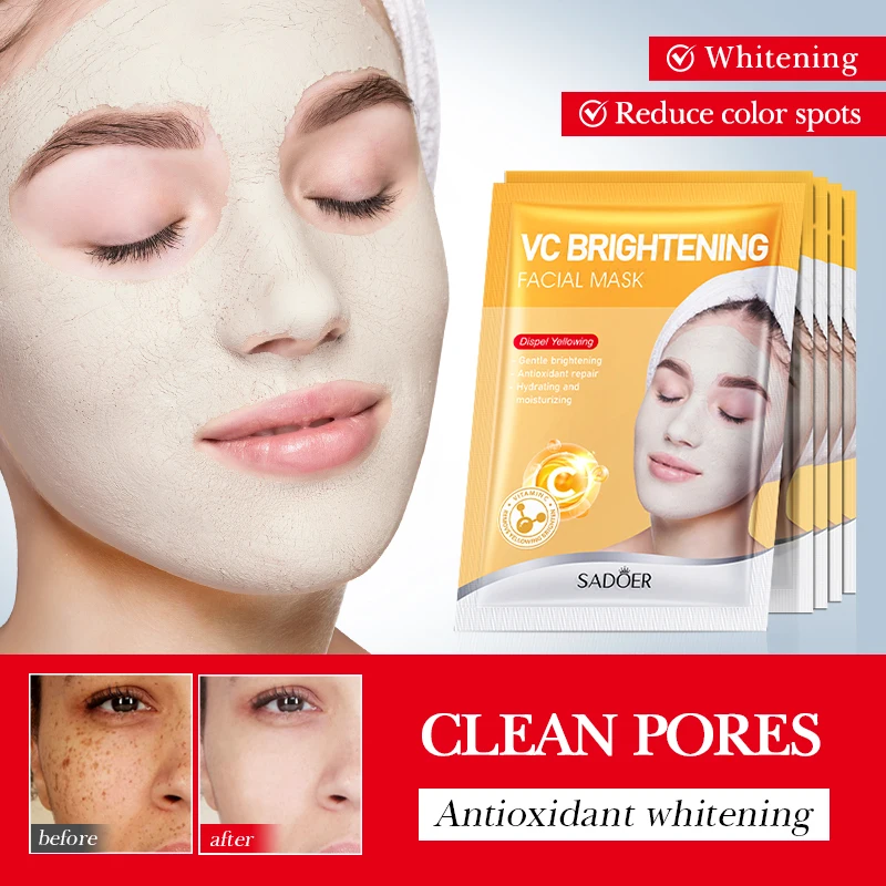 5pcs SADOER Vitamin C  Face Mask Mud Masks Facial Moisturizing Blackhead Removal Clay Skin Care Products