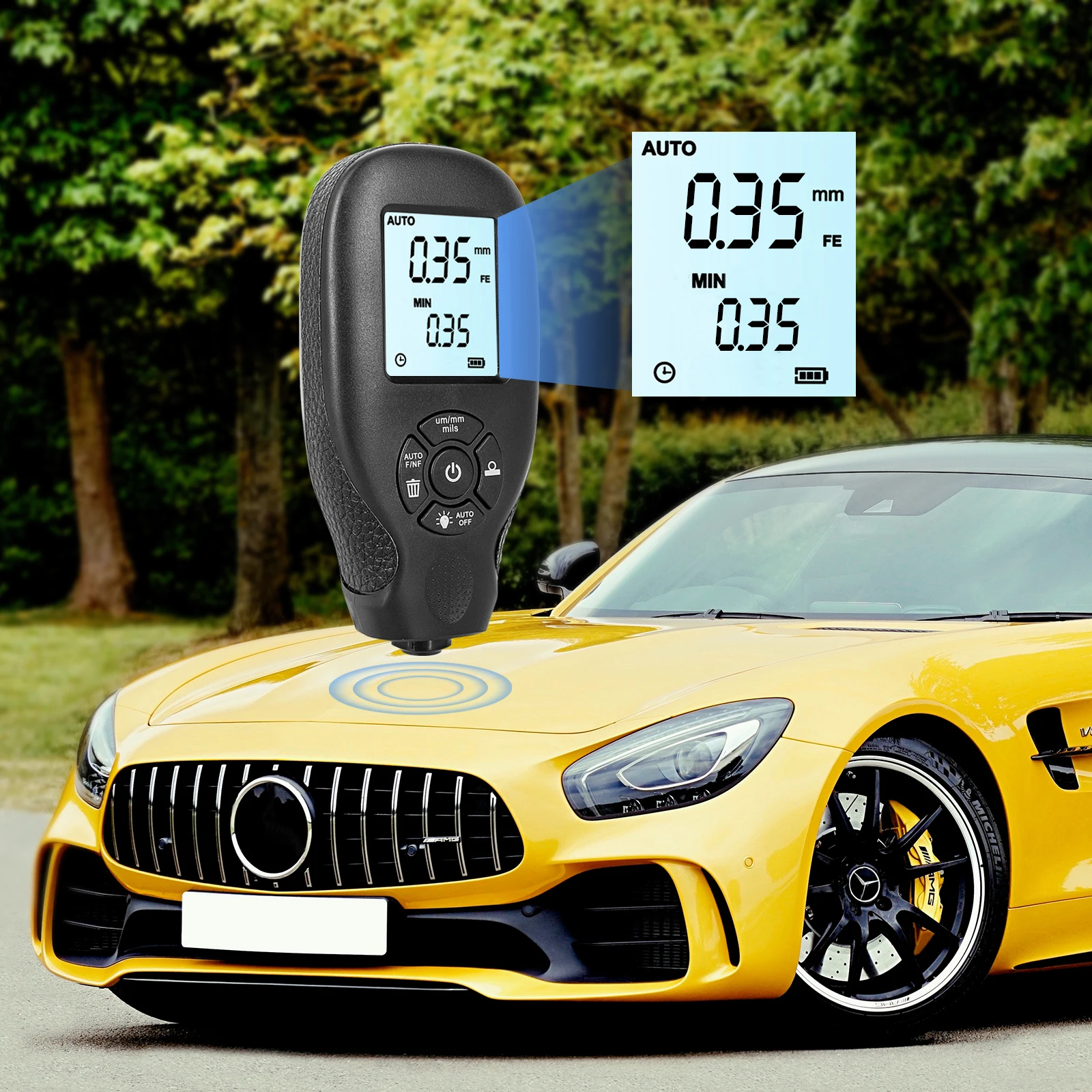 Coation Thickness Gauge Car Paint Film Thickness Tester Coating Measuring Tools Automotive Paint DFT Meter HW-300 0-2000UM