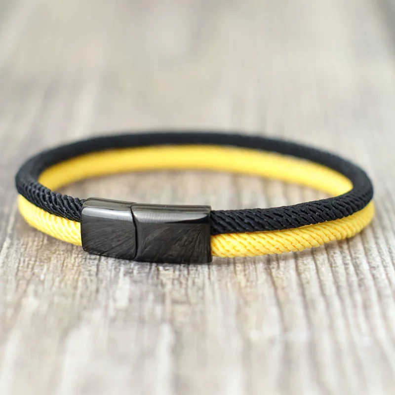 Stainless Steel Bicolor Rope Bracelet for Men with Magnet Clasp