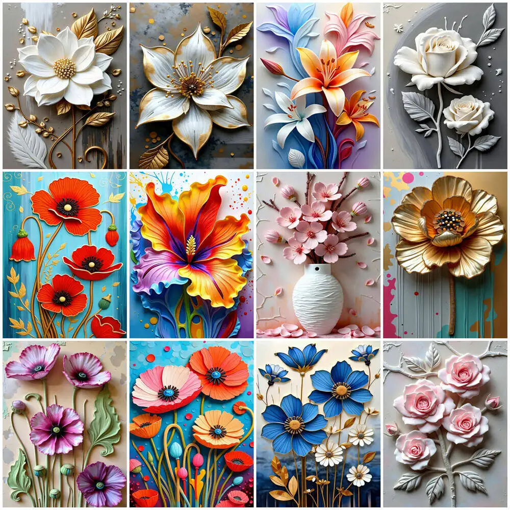 DIY Paint By Numbers Flower Painting By Numbers Vase Digital Oil Painting Rose Acrylic Paint On Canvas Kits Handpainted Gift