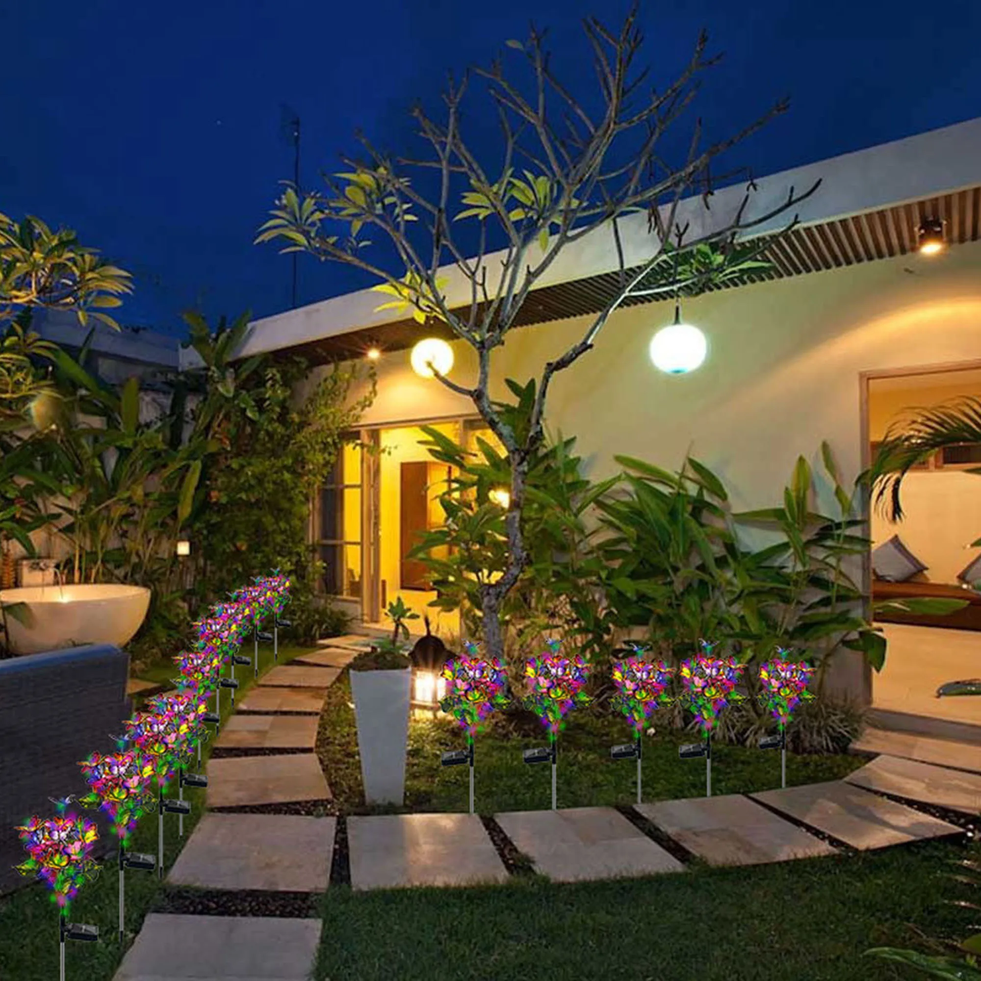 

Solar Garden Lights Outdoor Waterproof Decorative Solar Lights with 44 LED 34 Butterfly Solar Lights for Garden Yard