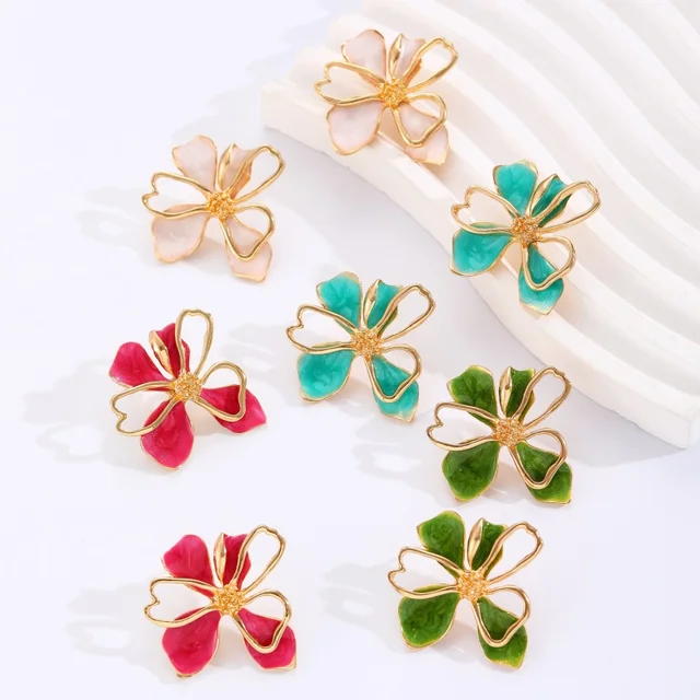 Boucles d'oreilles Vintage Double couche pétale de fleur minimaliste pour femmes, Chic coréen, fête de mariage, bijoux à la mode, cadeaux 2025
