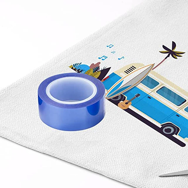 KINBOM Heat Transfer Tape - 2 Rolls, 10mm X 33m (108ft) Blue High-Temp Tape For Sublimation & Crafts