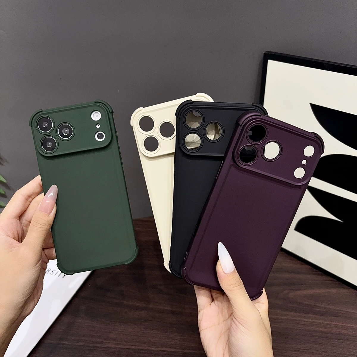 Shockproof Silicone Plain Soft Phone Case with Full Lens Protection
