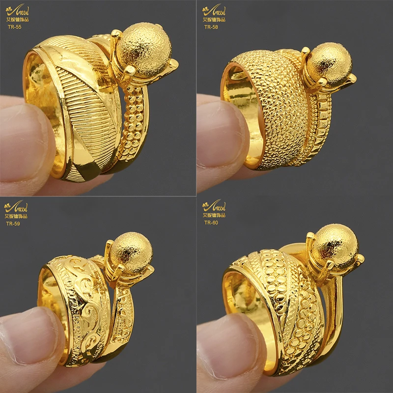 ANIID Designer Round Dubai Gold Color Ring Arab Nigeria Ring For Women