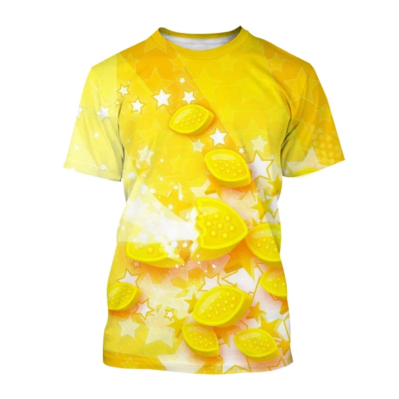 

Yellow Lemon Men's T Shirt 3D Print Fruit Short Sleeve Tees Harajuku Streetwear Summer Fashion Loose Pullover T-shirt Clothing