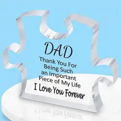 Personalized Dad Puzzle Block Acrylic Plaque - Thoughtful Gift for Father's Day, Birthday, or Christmas (Clear)