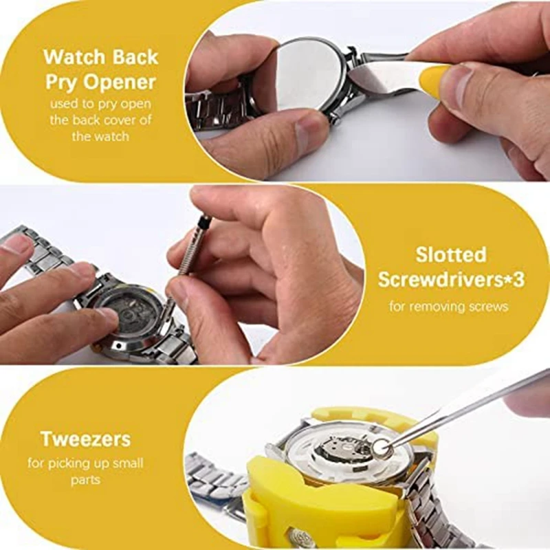 시계 배터리 교체 도구 키트, 시계 도구 교체 비트 포함, 시계 오프너 도구