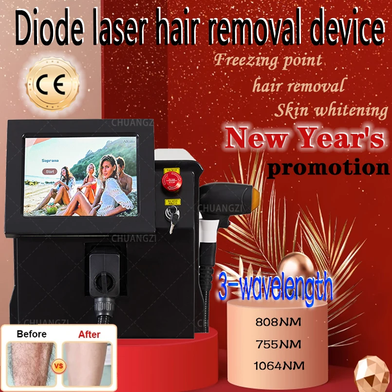 Most Popular Laser Diode Hair Removal Latest 3 Wavelengths Permanent Portable Depilatory Device With CE Suitable For