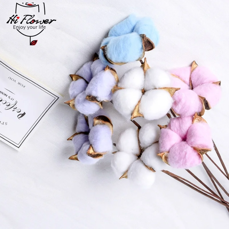 1 Pieces Colorful Cotton Flower Natural Dried Flowers For