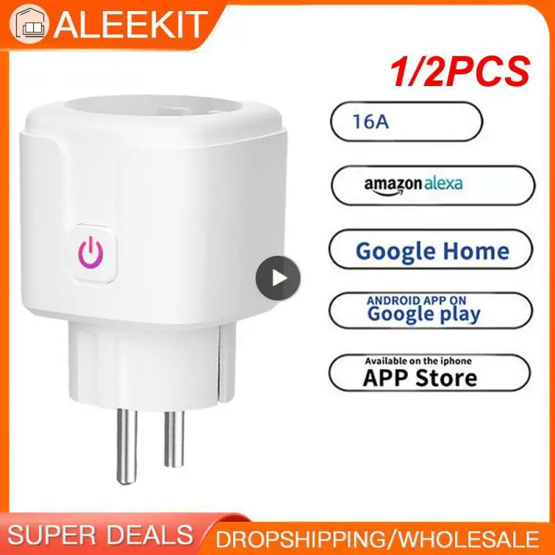 

1/2PCS Smart WiFi Plug Adaptor 16A Remote Voice Control Power Monitor Socket Outlet Timing Function work with Alexa Home