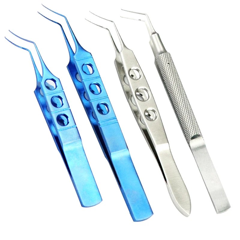 Utrata Capsulorhexis Forceps Tweezers Titanium Curved Angled Ophthalmic Surgical Instrument tissue forceps serrated tips teeth titanium ophthalmic forceps tweezers eye surgical instrument