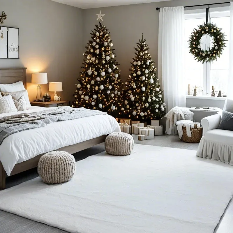Beige Plush Faux Rabbit Shaggy Fur Rugs For Bedroom Bedside Shag Washable Fluffy Carpet Living Room Sofa Area Child's Home Decor 2