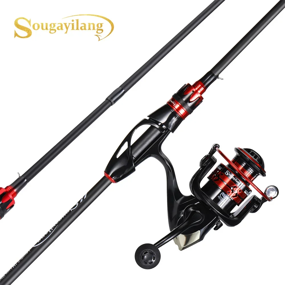 Fishing Rod and Reel Combo Sougayilang Spinning Freshwater Fishing Rod and Reel UltraLight Carbon Fiber Rod and Eva Handle for Bass Carp Fishing Pesca fishing pole set fishing rod and reel combo fishing rod