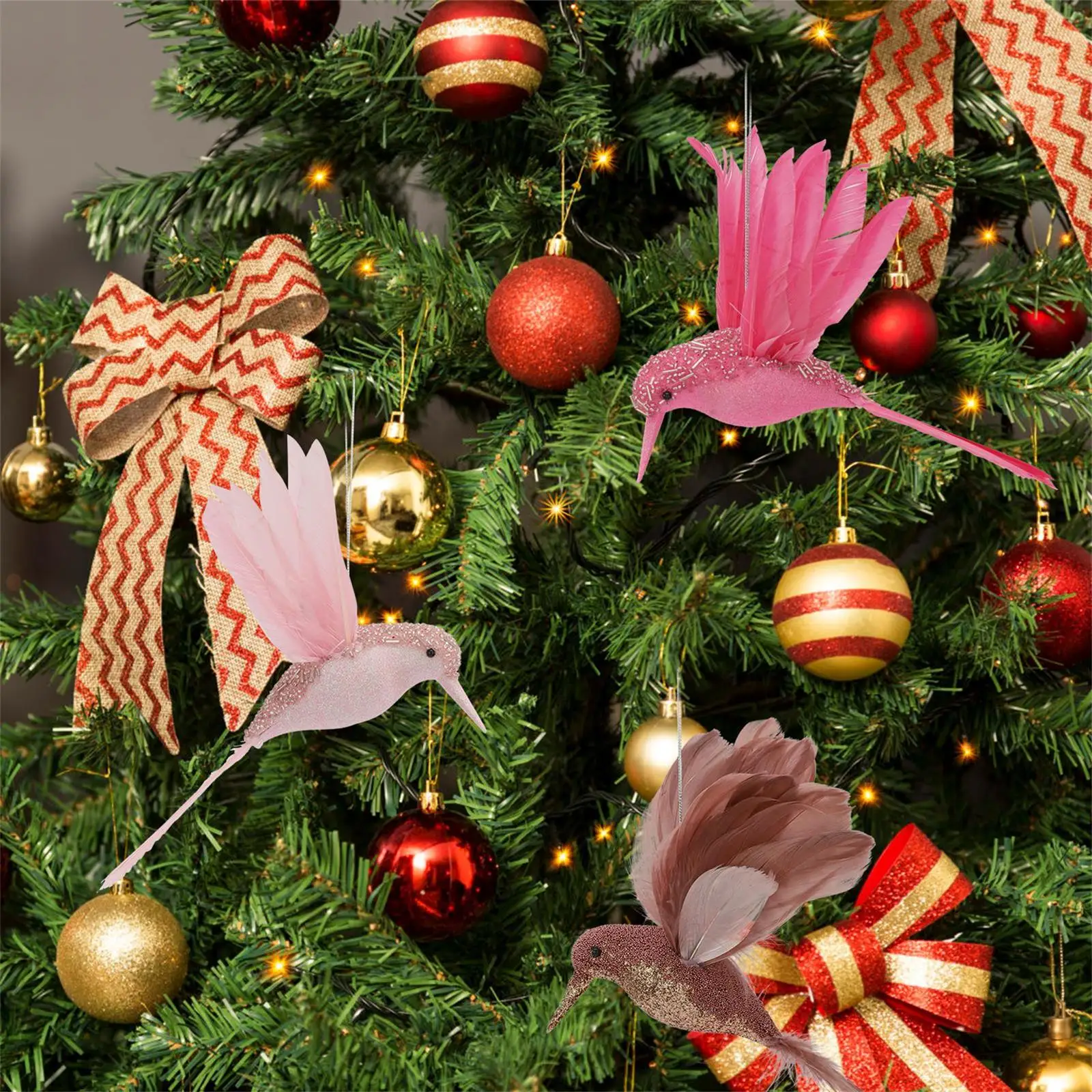 Handmade Artificial Colorful Hummingbird Simulation Foam Pigeon Mode Home Decor Christmas Tree Pendant Handicraft Bird Ornaments