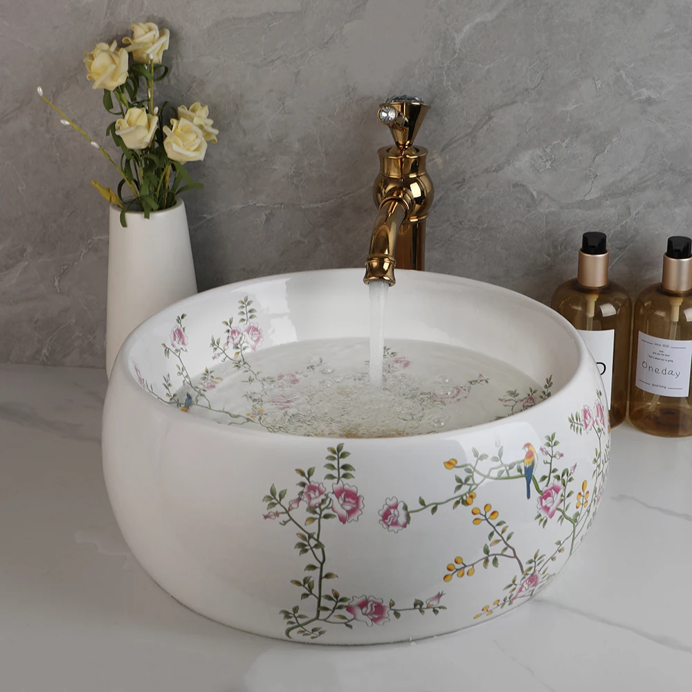 バスルームシンク、カウンター上磁器セラミック、バスルームベッセル