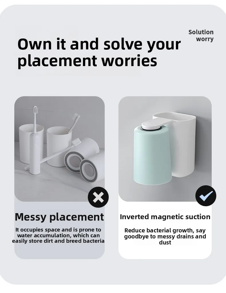 Bicchiere per collutorio magnetico con supporto a parete bagno_voghion.com