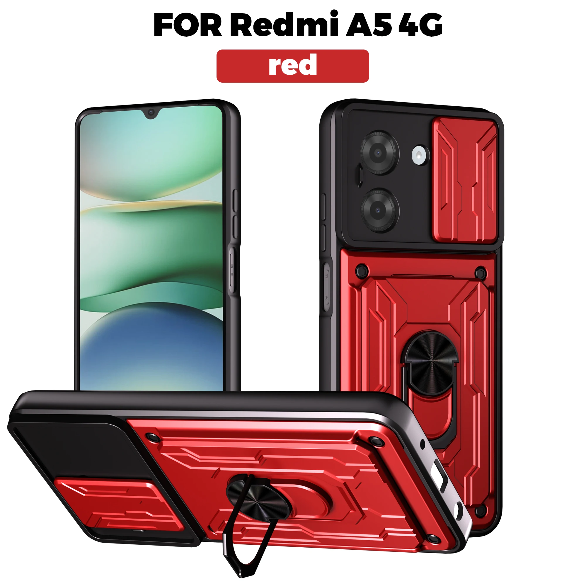 Rugged Armor Magnetic Bracket Case with Card Storage and Slide Camera Protection Cover