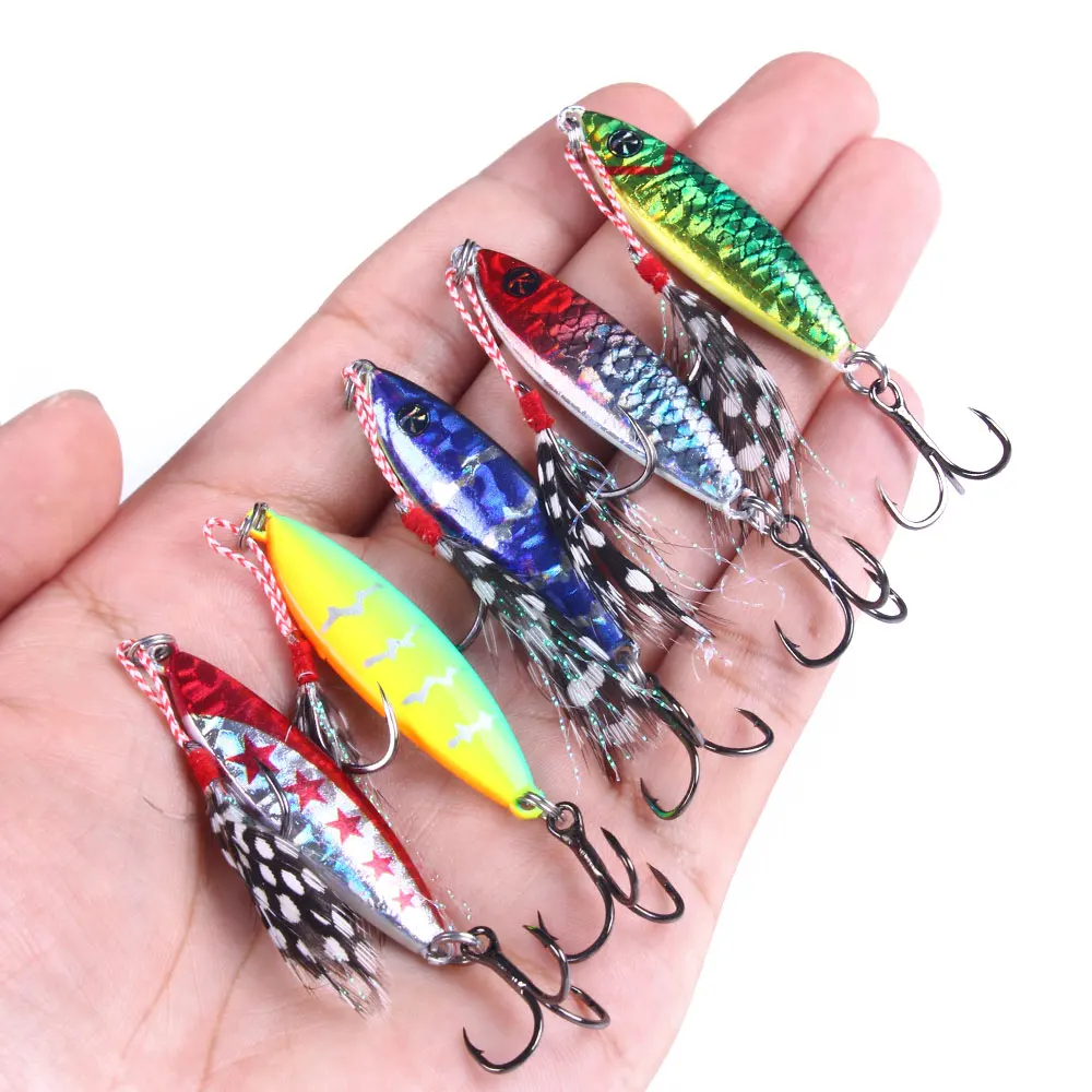 

5pcs 4.8cm 14g jig Shone Hard Bait Fishing Metal jigger Lure Accessories Colorful Crankbait Minnow Sinking Baits