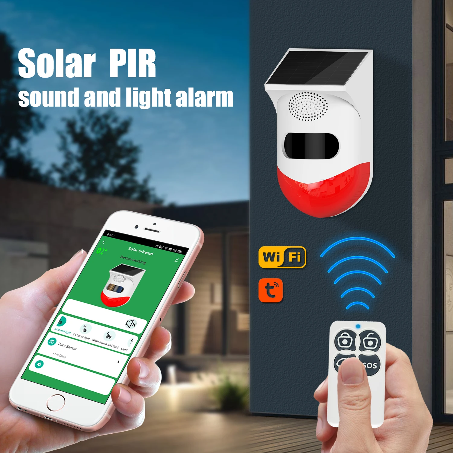 Tuya Smart Wifi Outdoor Solar Pir Sistema Di Allarme A Infrarossi Impermeabile Wireless 433Mhz Antifurto Sirena Stroboscopica