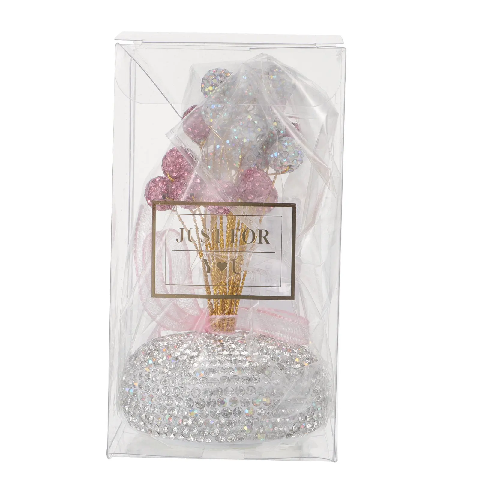 1Pcs 프리미엄 라인스톤 Gypsophila 동상 데스크탑 장식 자동차 책상 탁상 선물 홈 장식을위한 생생하고 사랑스러운 공예 장식품