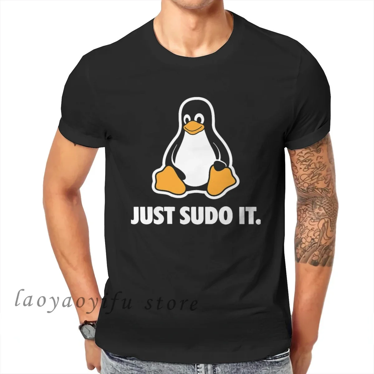 

Men Clothing Just Sudo It TShirt Funny for Men Linux Operating System Tux Penguin Clothing Style Tops Oversized T Shirt