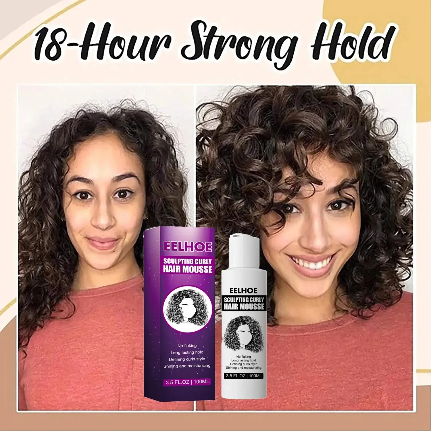 100ml Professional Hair Curl Enhancer Boost Defining Cream Sculpting Curly Hair Mousse Moisturizer Styling Gel Wavy Repairing