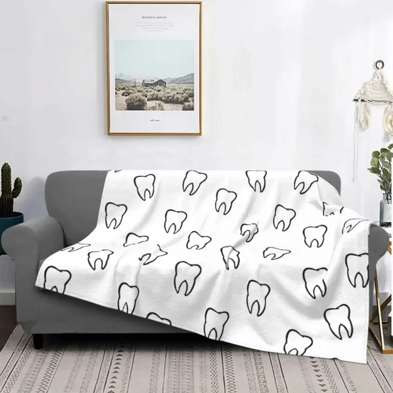 

Tooth Teeth Dentist Dentistry Blankets Flannel Summer Breathable Warm Throw Blanket for Home Travel Plush Thin Quilt