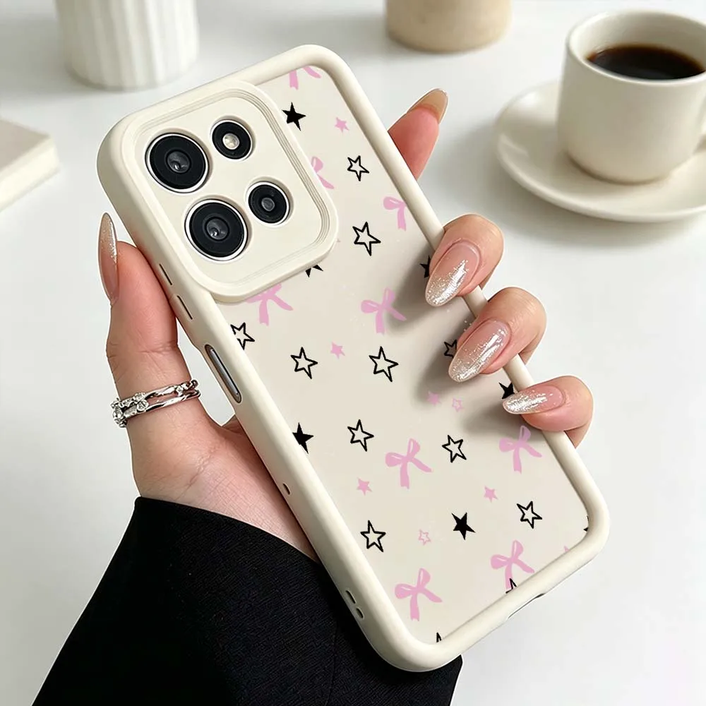 Star Bow Heart Pattern Phone Case Cover with Fusion Eye Ladder Design