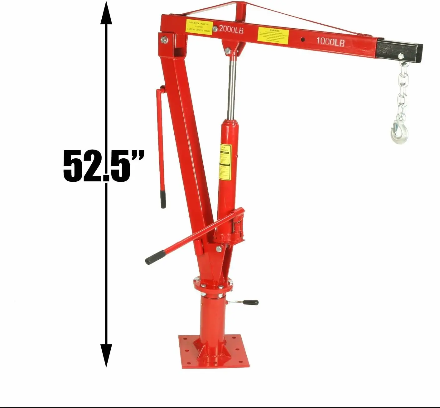 2000 LBS Swivel Base Hydraulic Engine Hoist Foldable Davit Crane fits Pickup Truck with Removable Base