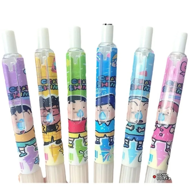 Crayon Shin-chan 블랙 젤 펜 세트 총알 팁 0.5mm 리필 젤 펜 학교 사무용품 문구 액세서리 문구 new