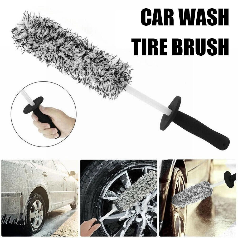 Car Wash Super Brush Microfiber Wheels Brush Nonslip Soft Handle Easy